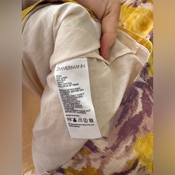 NWT ZIMMERMANN Lavered floral-print linen and silk-blend beblum mini dress sz 3 - Picture 5 of 6